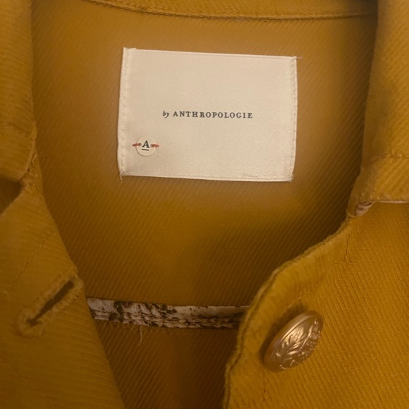 Anthropologie. NORA flounce sleeve trucker cropped jacket in mustard yellow - Picture 5 of 10